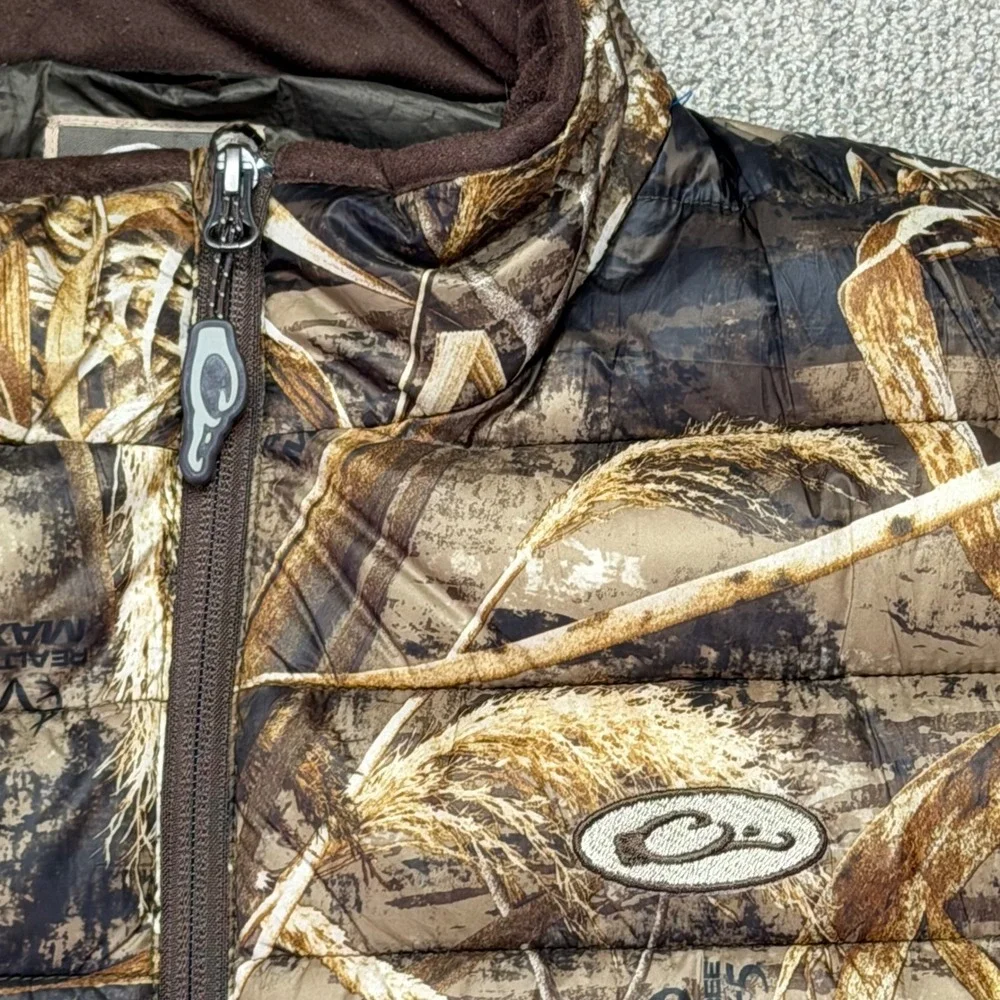 Drake Waterfowl Realtree Max-5 Camo Puffer Vest Mens XL Full Zip Outdoor